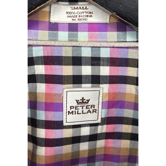 Peter Millar Men’s Long Sleeve Button Front Small Cotton Multicolor Plaid Shirt - Picture 4 of 4